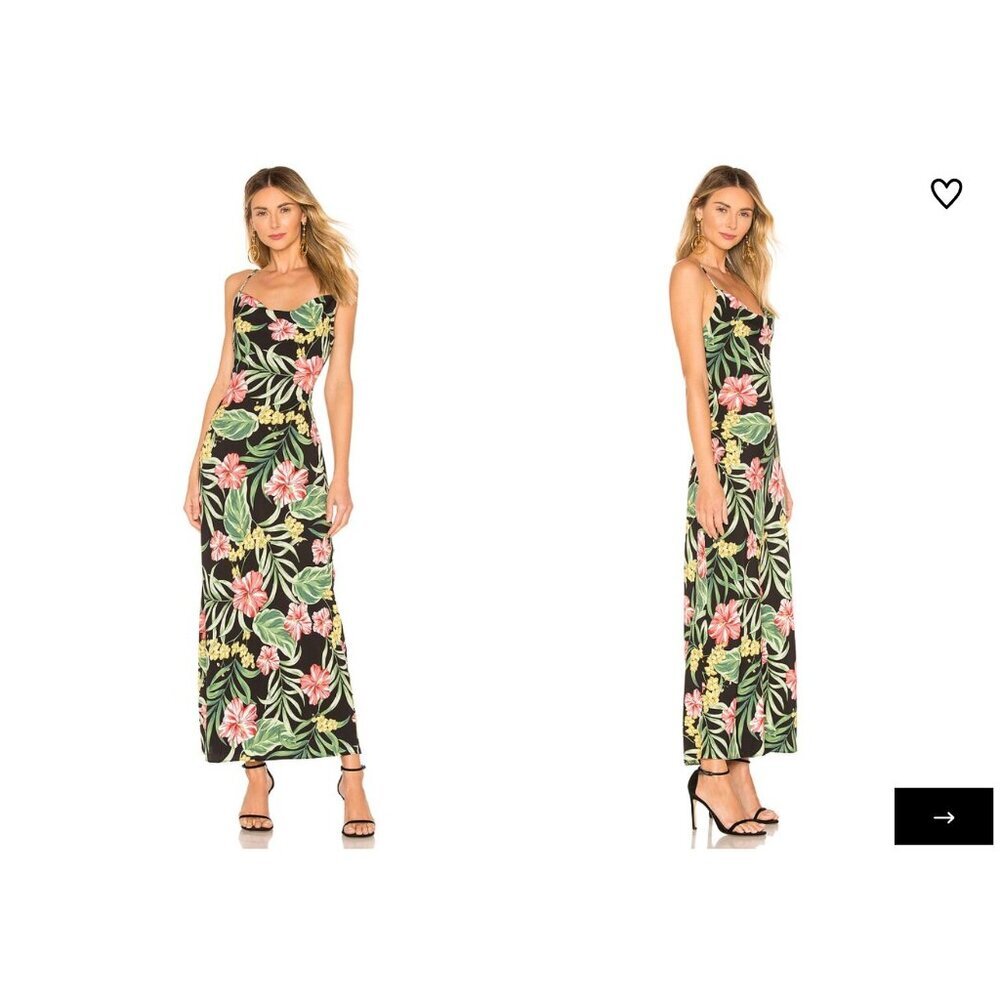 Superdown Dina Dress Womens Small Black Floral Tropical Slip Maxi Sundress Summe